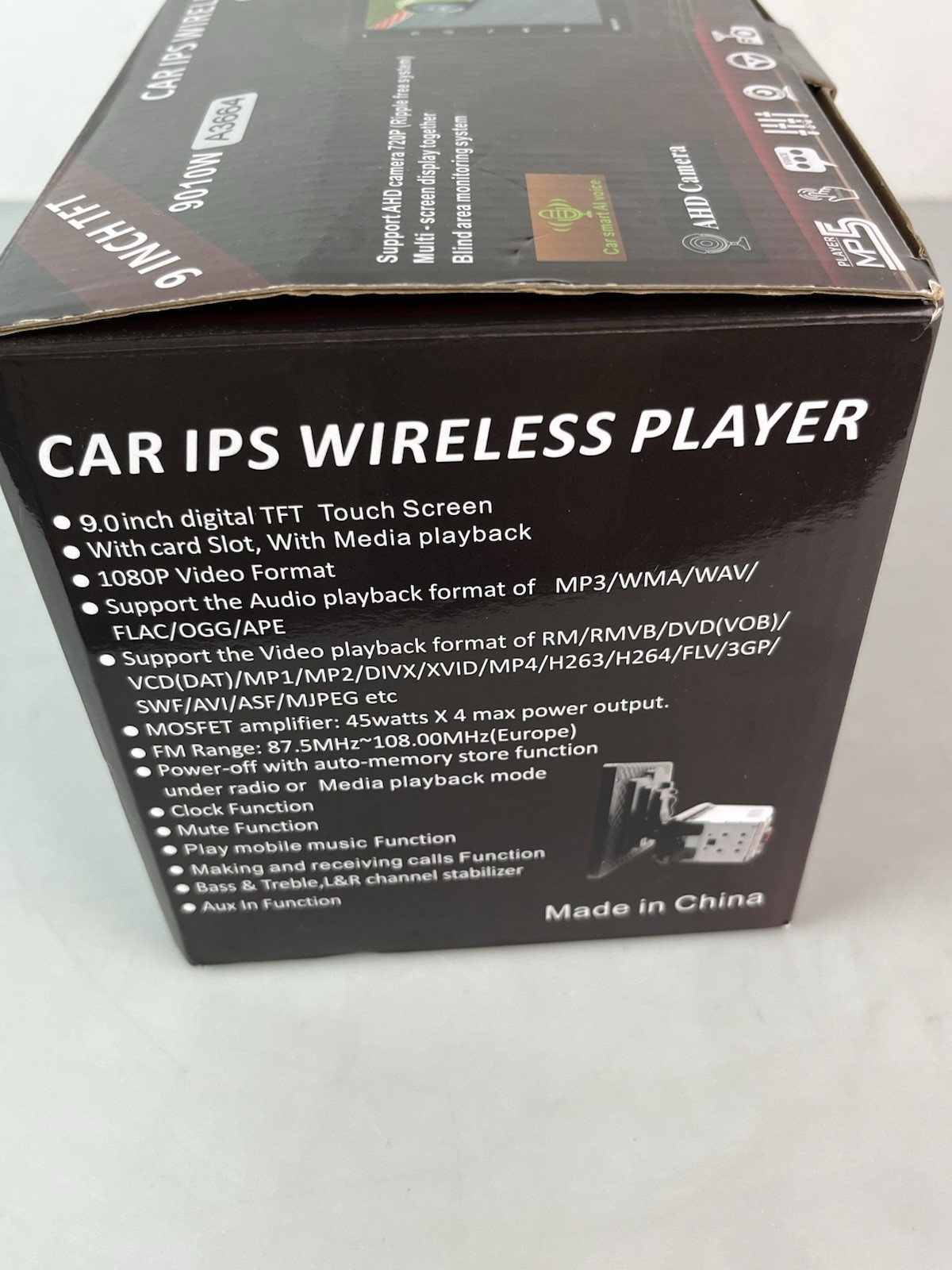 A3664 Car Radio Wireless Car IPS Player 9” w/AHD Camera