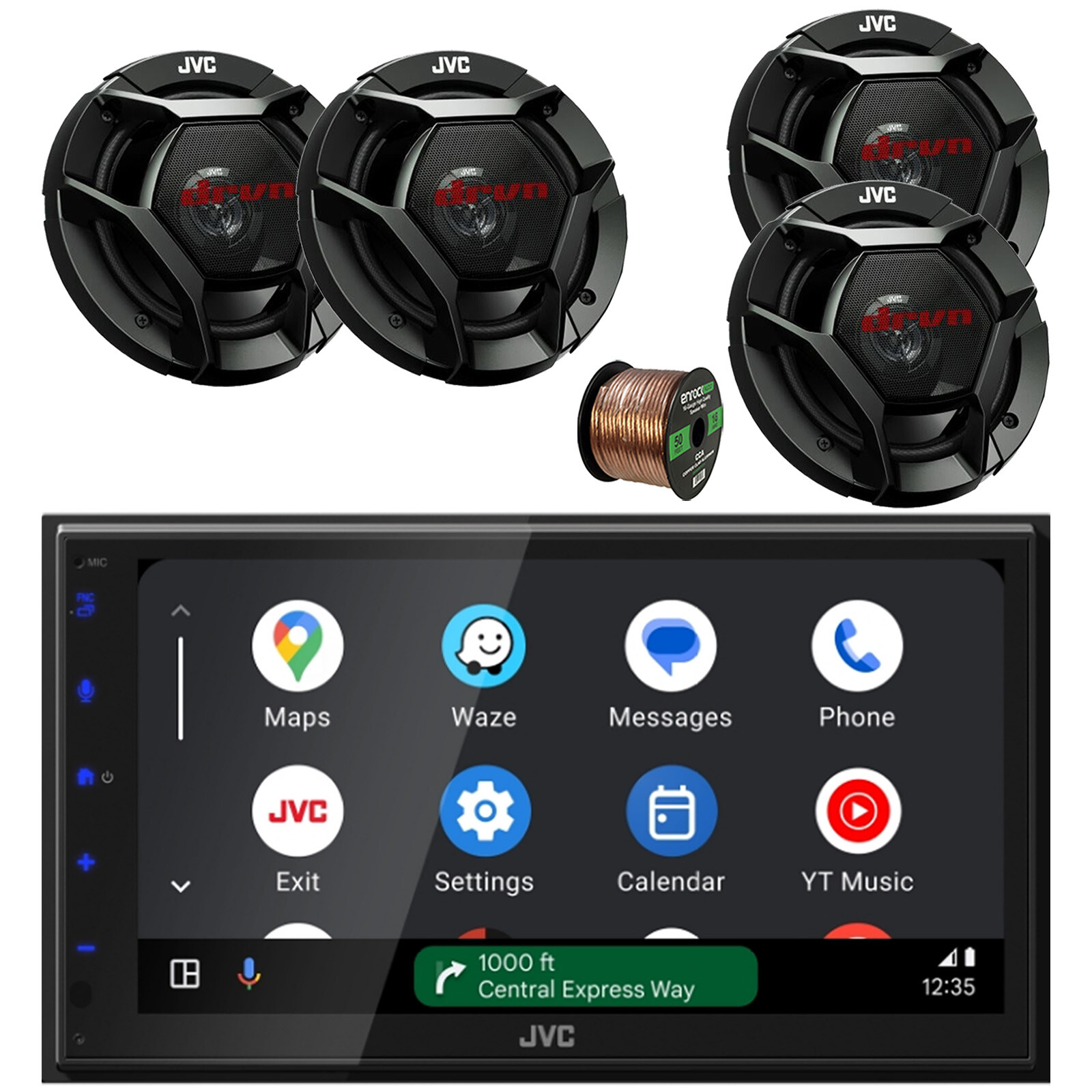 JVC KW-M690BW 6.8″ Touchscreen WiFi Radio, 2x 6.75″ + 2x 6.5″ Speakers w/Wire