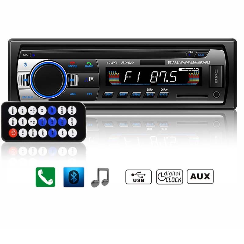 Single 1 Din Car radio MP3 Player USB/AUX/TF FM In-Dash Digital Screen Bluetooth