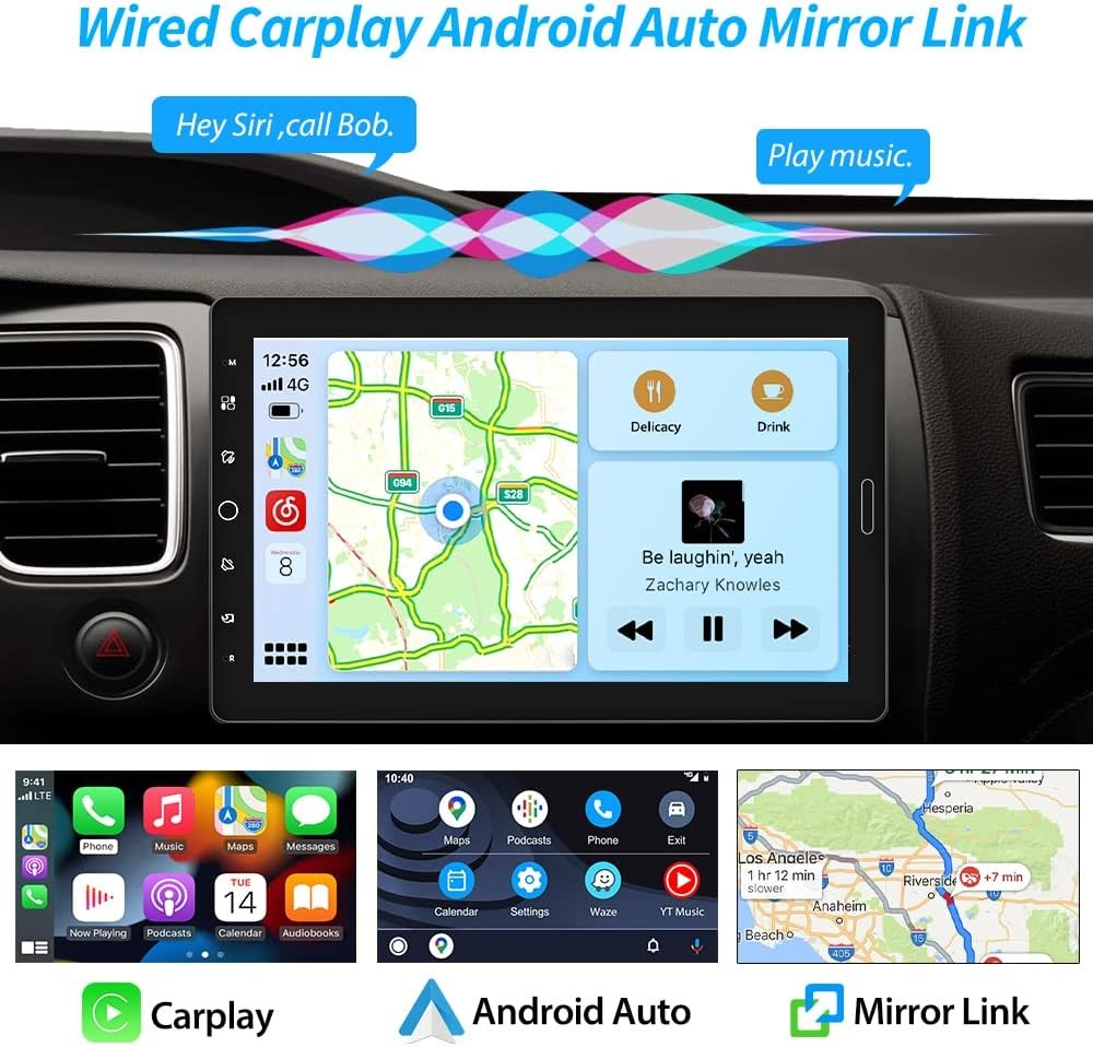 10.1″ Carplay Car Stereo Radio Single 1Din Rotatable Touch Screen Bluetooth MP5