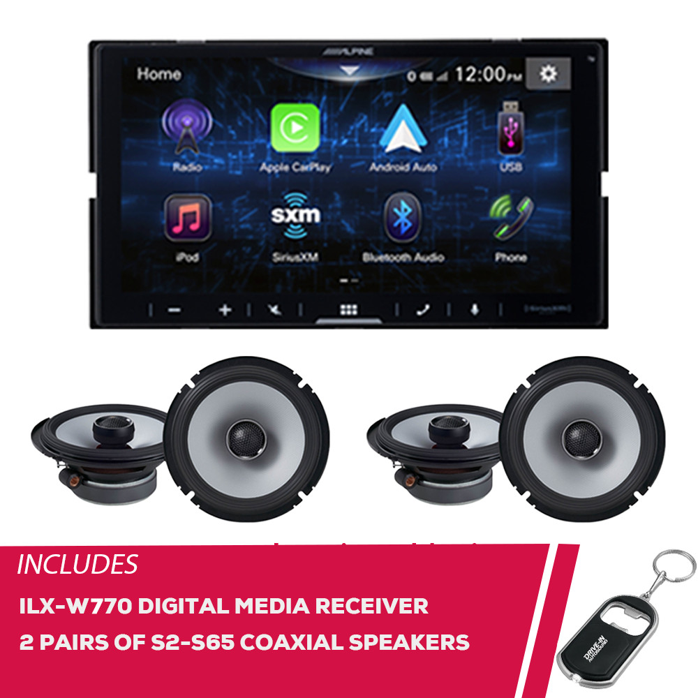 Alpine Deck & 4 Package w/ ILX-W770 6.75″ & 2-Pack S2-S65 Coaxial Speakers