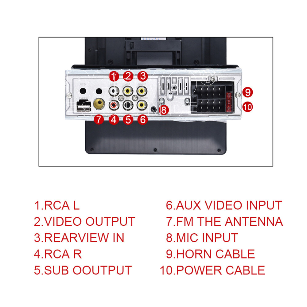 Removable 1DIN 9.5″ Touch Car Stereo FM Radio Bluetooth Apple Carplay MP5 Player