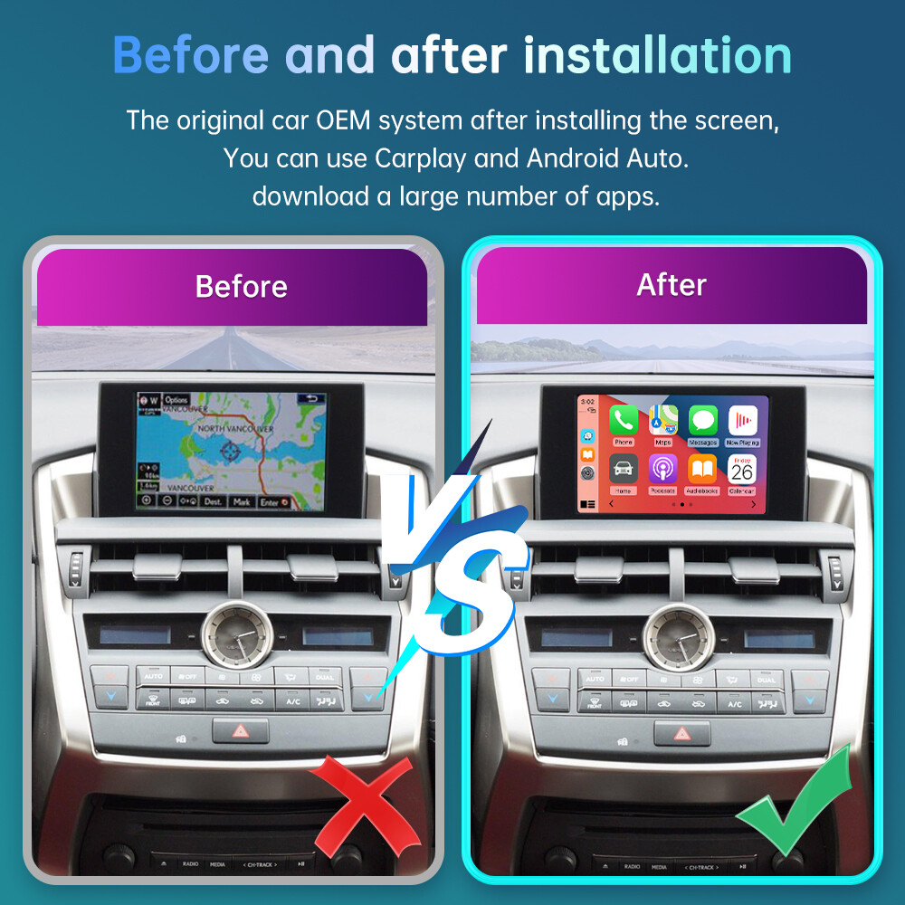For Lexus IS NX ES RX GS UX CT LX LC RC 2014-2020 Wireless Carplay Andriod Auto