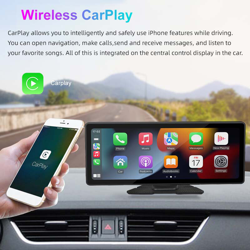 10.26″ Portable Car Stereo Touch Screen GPS USB CarPlay Android Auto Bluetooth