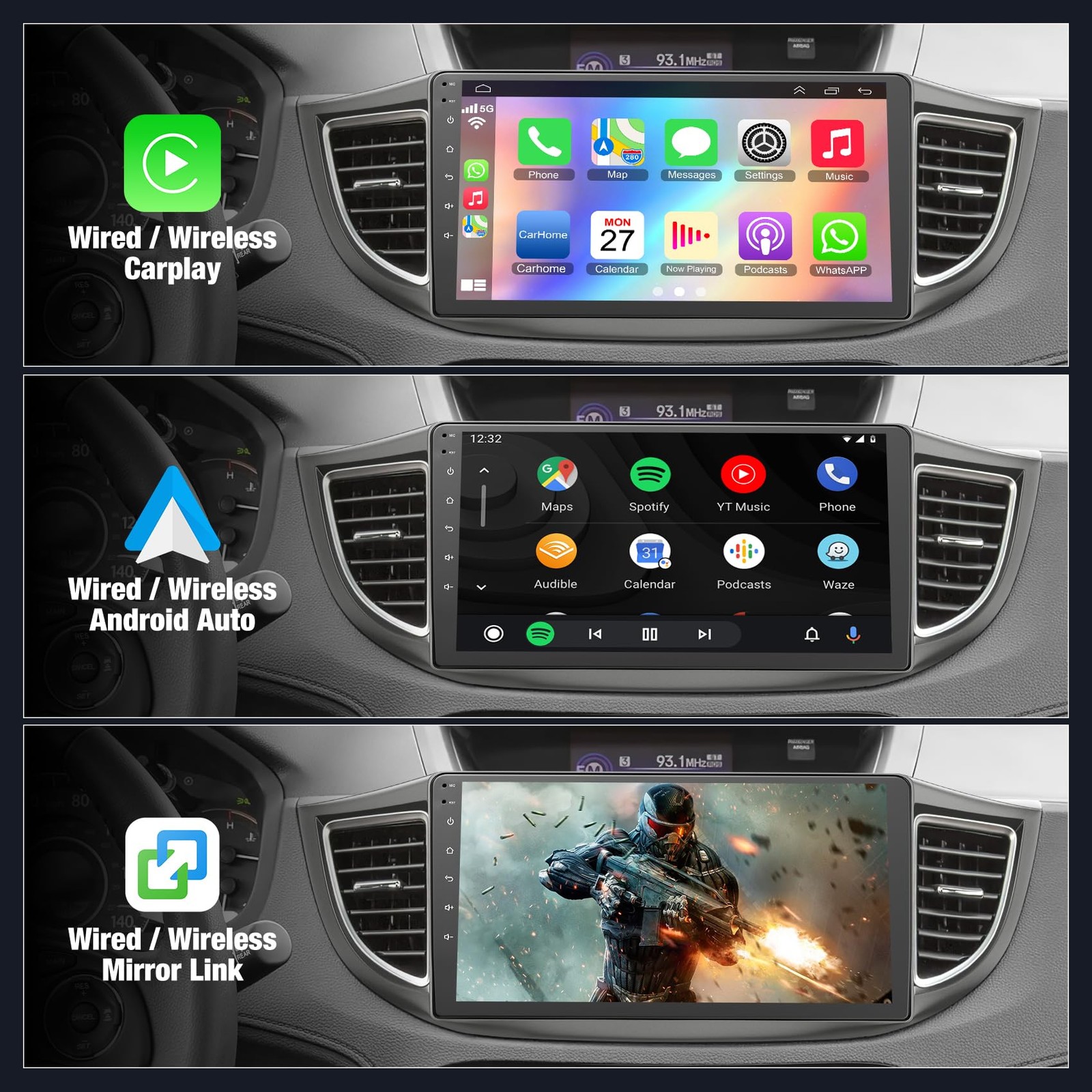 4GB+64GB Car Radio for Honda CRV 2012 2013 2014 2015 2016, 10 Inch IPS Touch …