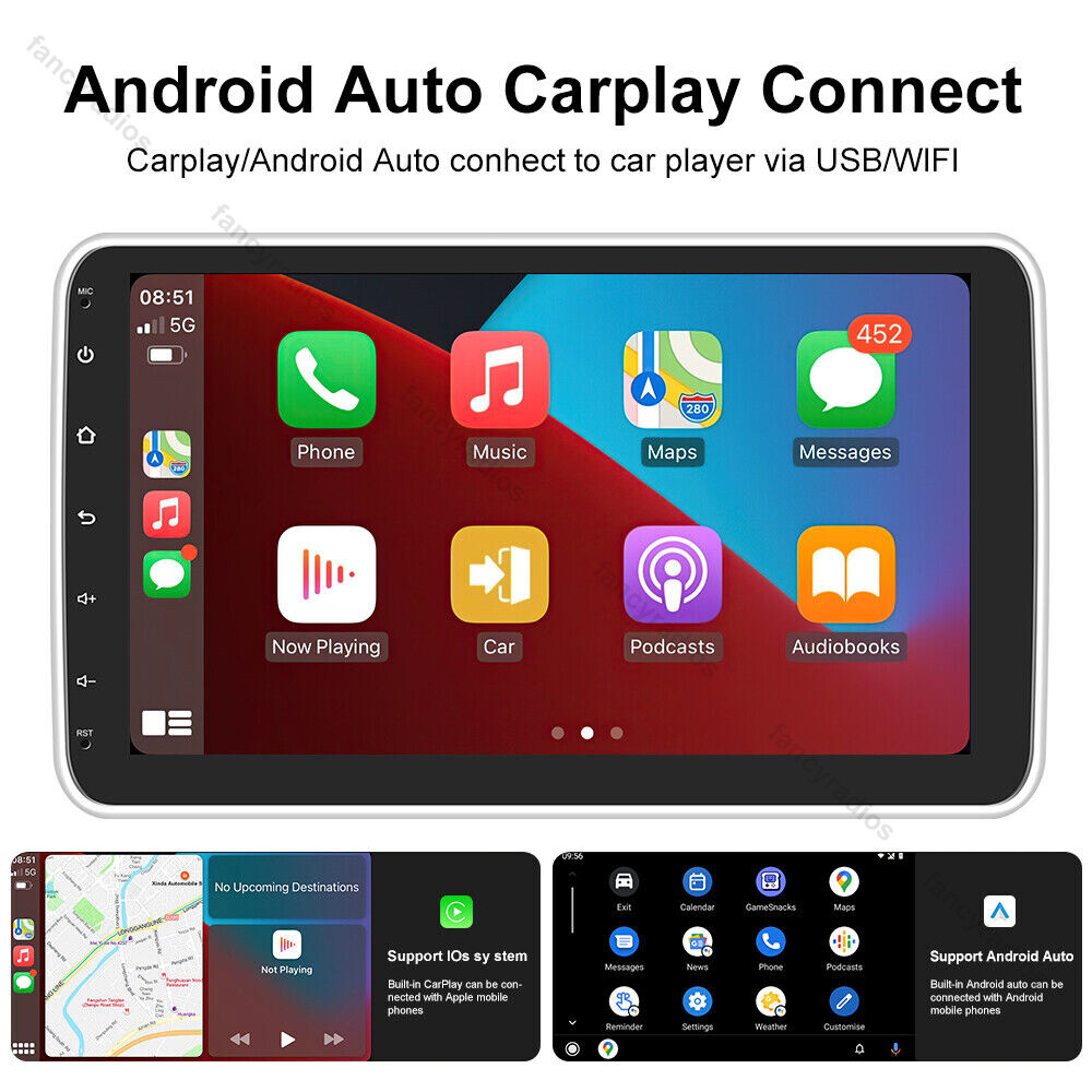 Rotatable 2 Din Android 12 Apple/Android CarPlay 10.1″ Stereo Radio Car GPS Navi