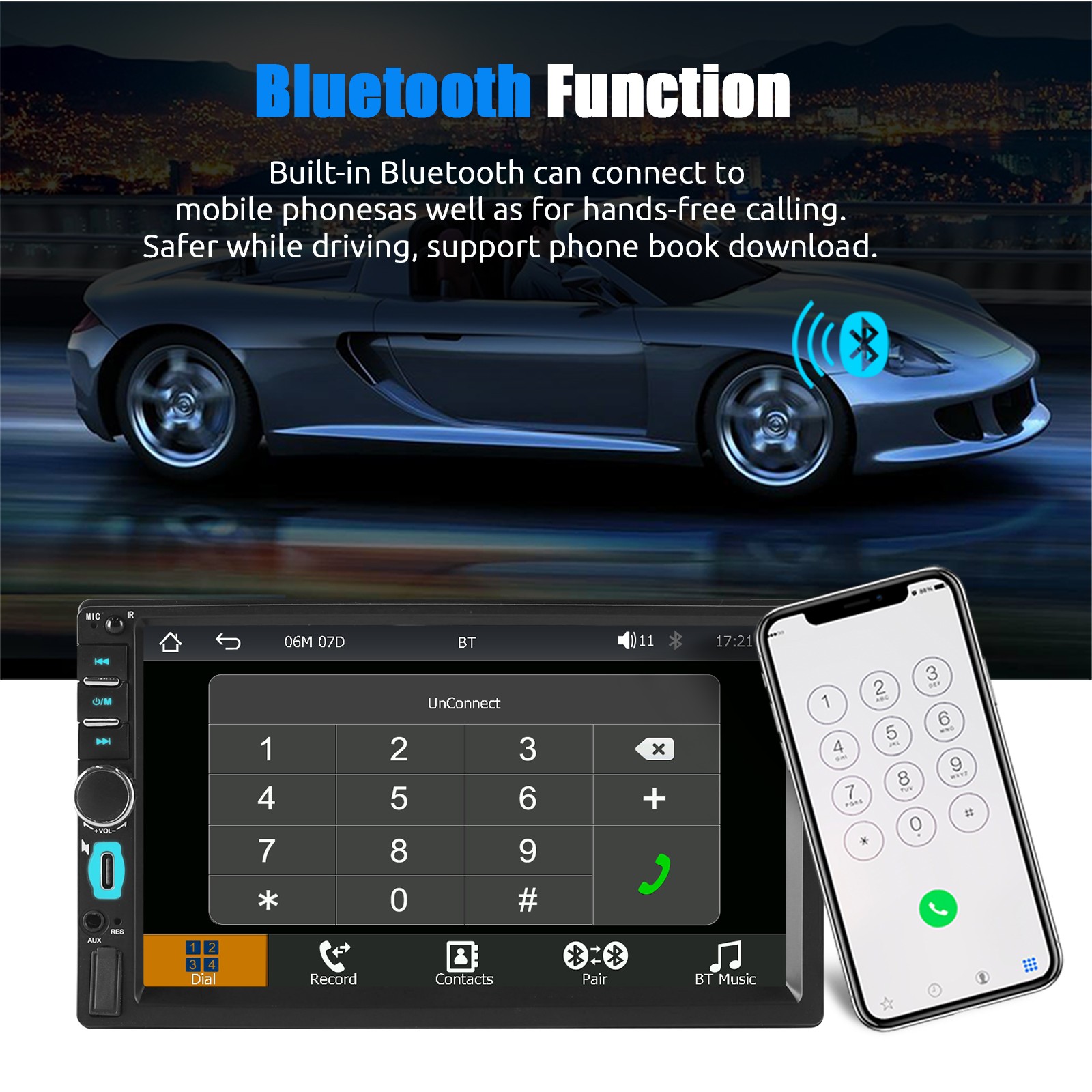 7″ Double 2 Din Car Stereo with Apple Carplay Android Auto USB Radio with Camera