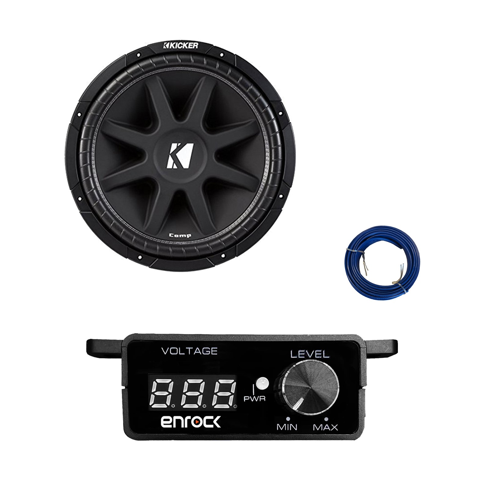 Kicker 15″ 500 Watt Car Subwoofer, Bass Knob with Wire