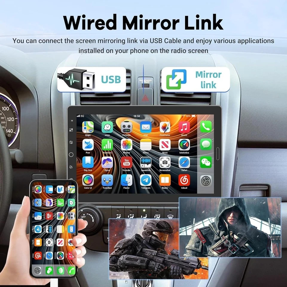 10.1 inch Single Din Car Stereo with CarPlay and Android Auto, 10 inch Touch …