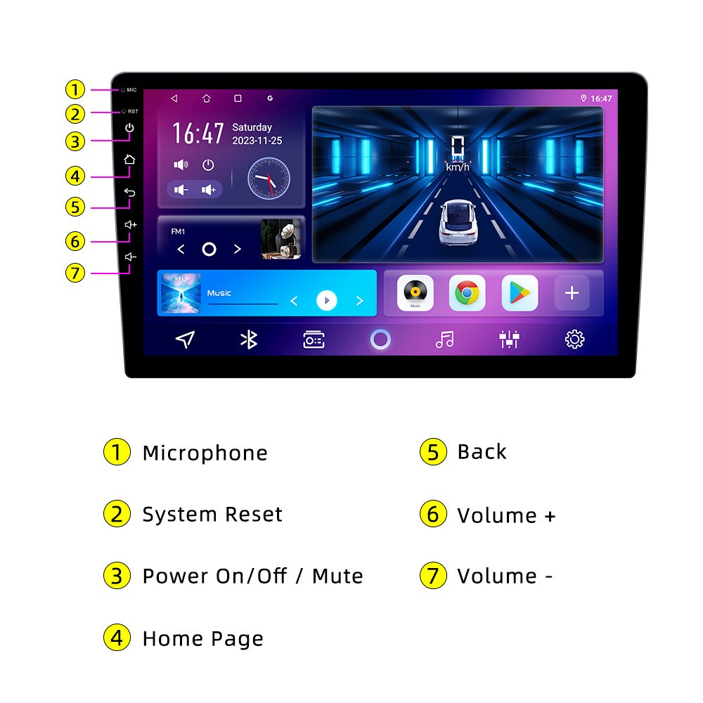 Android 13 Single 1Din 9″ Car Stereo Apple CarPlay Auto Radio GPS Navi WiFi MP5