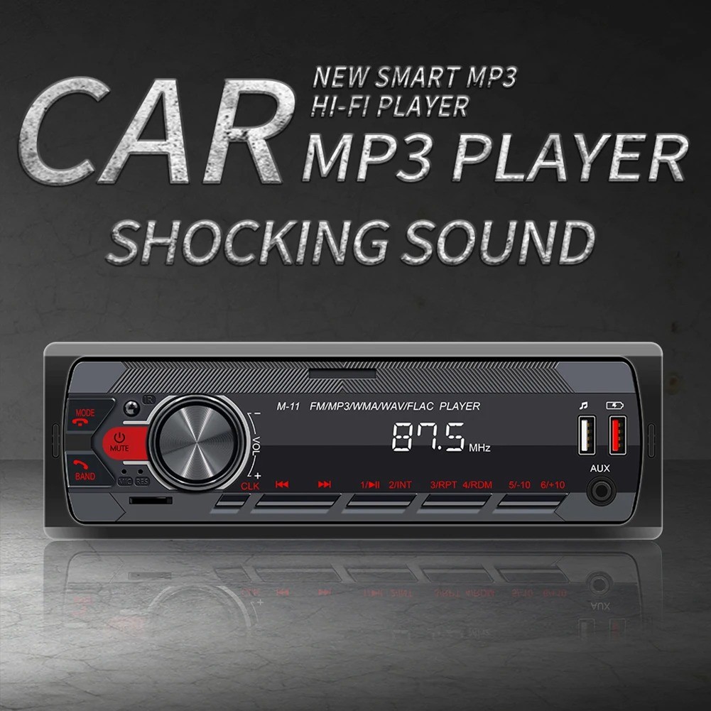 MP3 Player One DIN Car Stereo Radio Audio In-Dash Bluetooth FM AUX