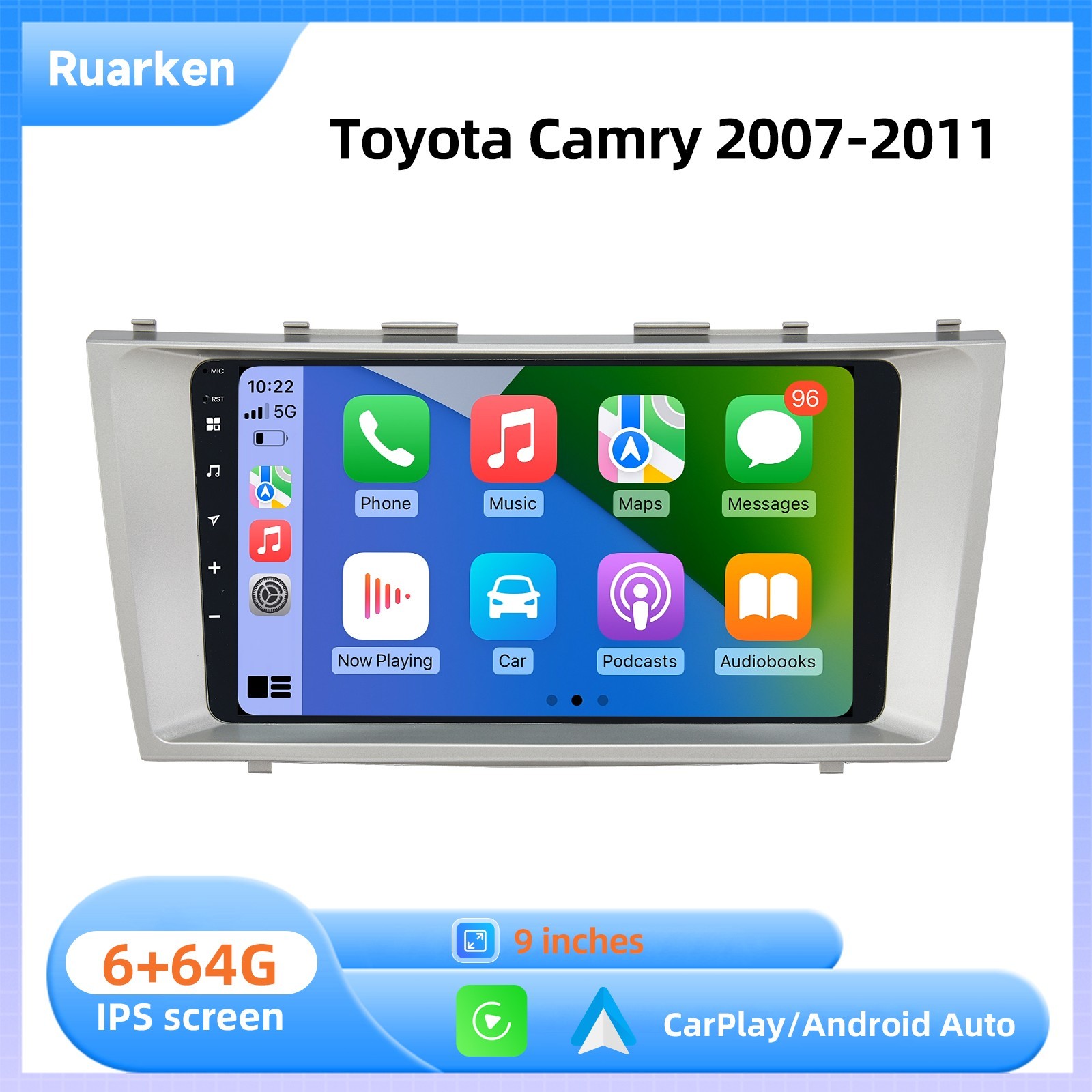 Ruarken Android 13 Car Stereo for Toyota Camry 2007-2011 DTS Navi Radio BT WiFi