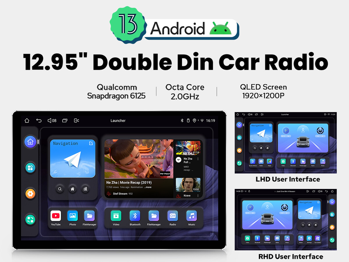 4+64G/8+128G JOYING 12.95 QLED Touchscreen Android 12 Radio for Universal 2 Din