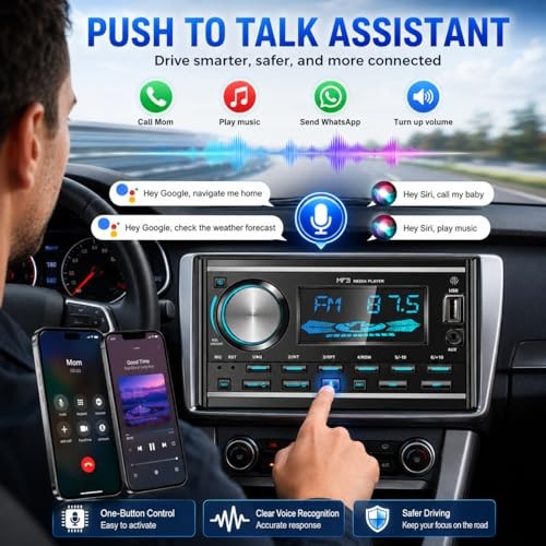Double DIN Bluetooth Car Stereo, Car Audio Head Unit with Hands-Free Black