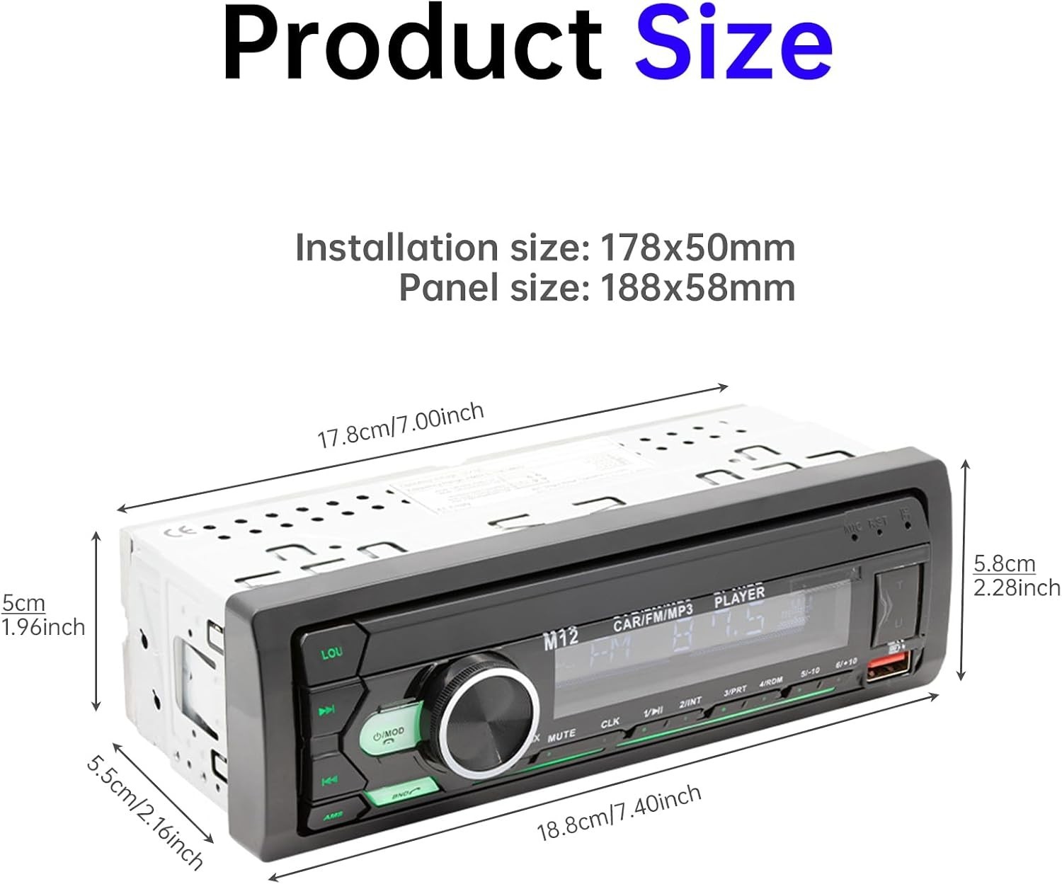 Stylish 12V Bluetooth LCD Car Stereo MP3 Player with Dual USB Charging
