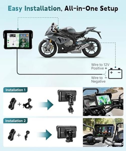 Motorcycle Wirelsss Carplay Android Auto Screen, 5 Inch Wireless CarPlay with