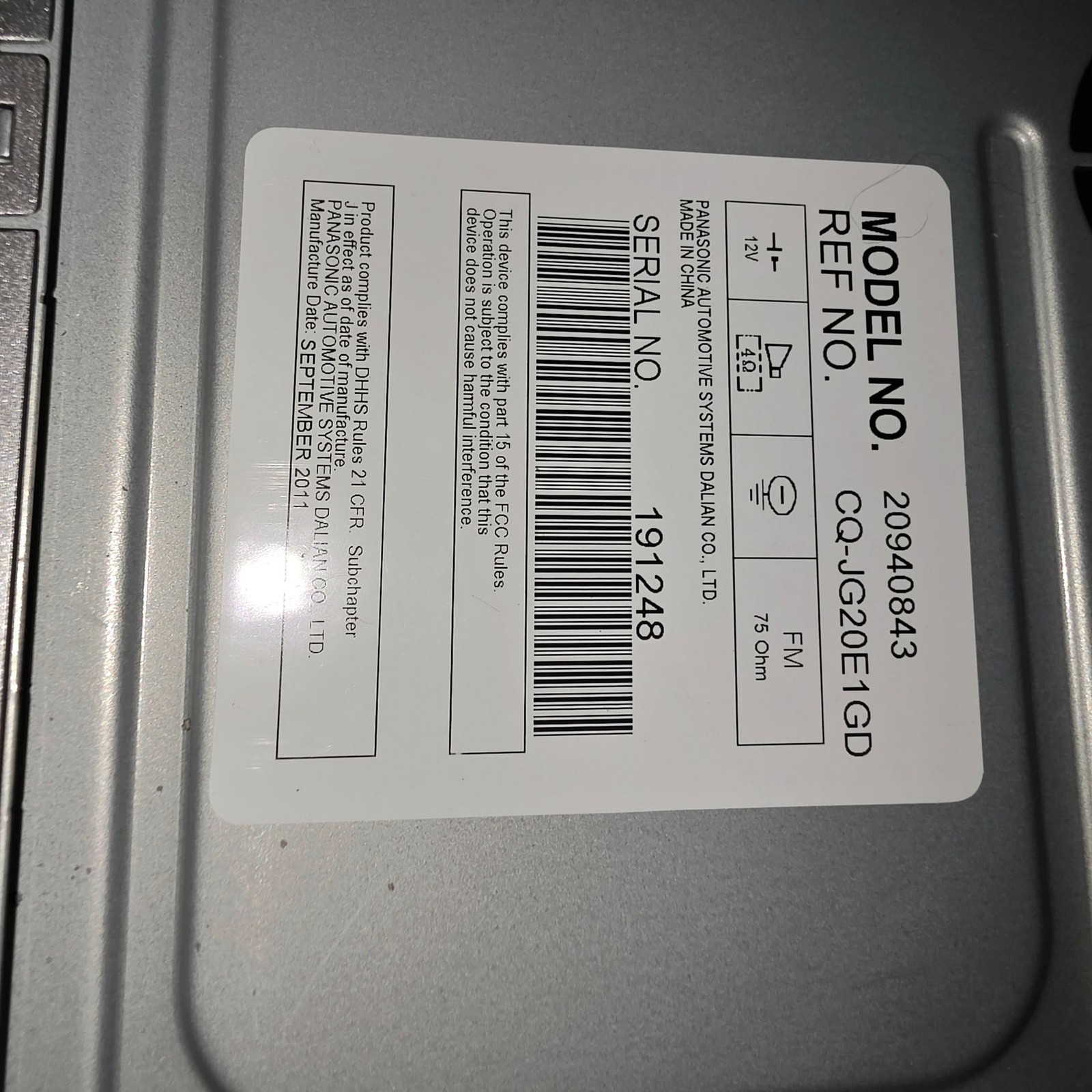 GM Chevrolet Malibu Radio CD Player USB AUX MP3 Part 20940843 Untested