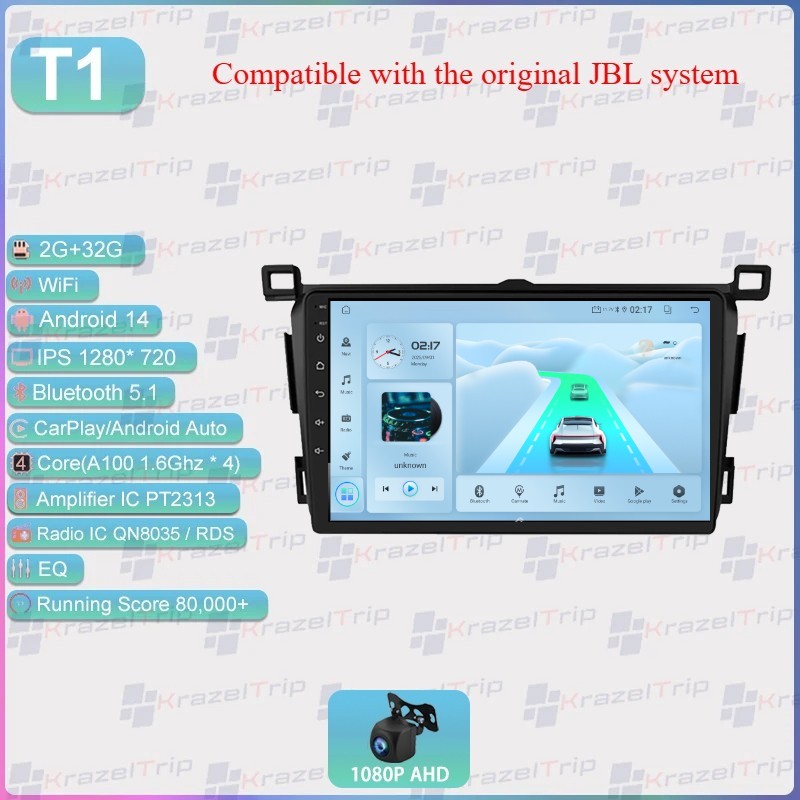 8 Core 64G Audio 9″ Car Radio for Toyota RAV 4 2013 – 2018 Android 15 CarPlay