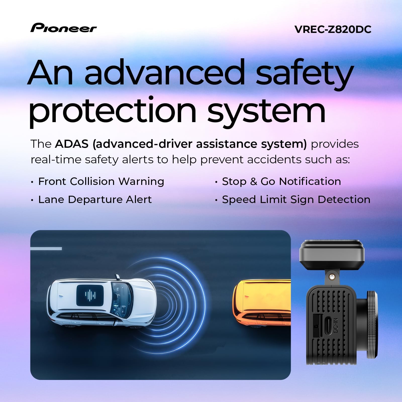 Pioneer VREC-Z820DC Dual Dash Cam Front and Rear Car Camera – Premium 4K Came…