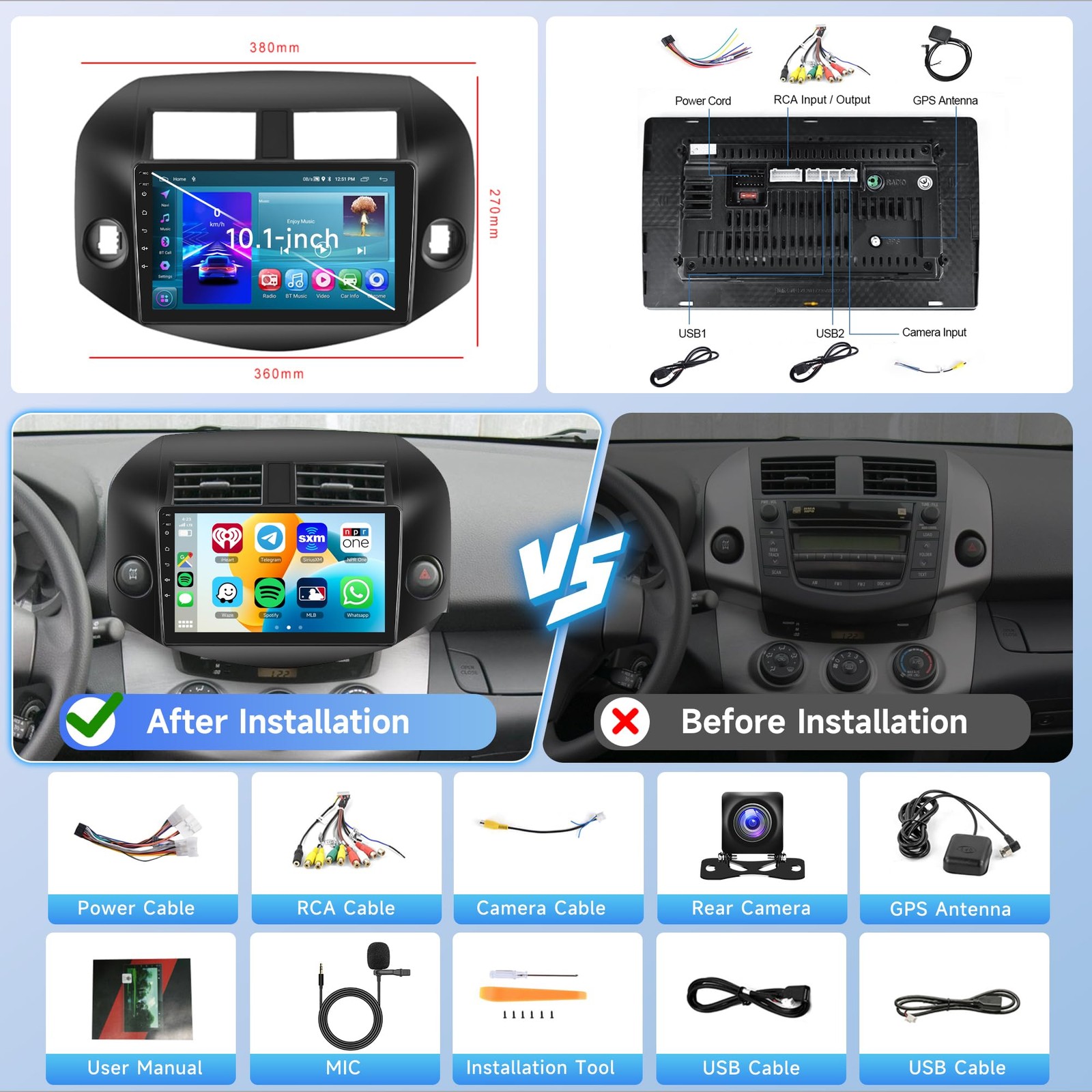 Rimoody 2G64G Android Car Stereo Radio Toyota Rav4 2007 2008 2009 2010 2011
