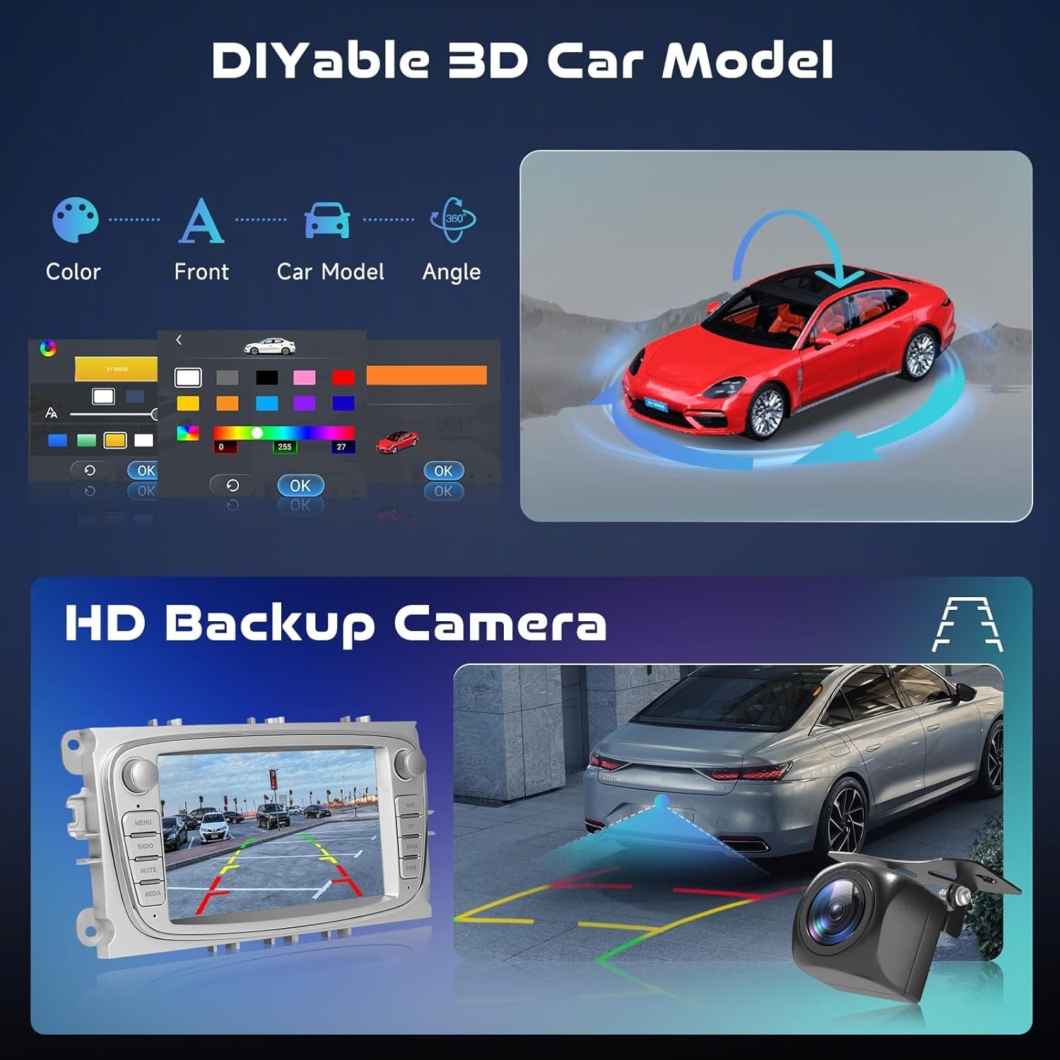 7″ 8Core 4+64G Android Auto Carplay Ford Focus MK2 Mondeo 2008-2011; EU Version