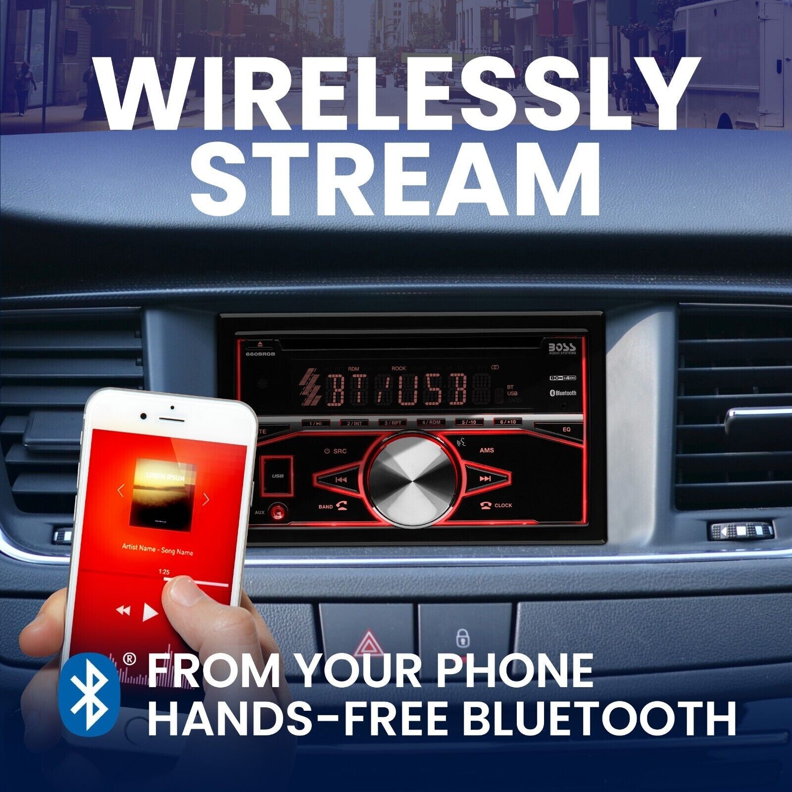 BOSS Audio Systems 660BRGB Car Stereo – Bluetooth, CD, Multicolor Illumination