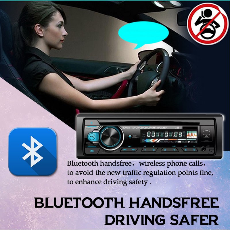 SINGLE 1 DIN DVD CD CAR BLUETOOTH STEREO RADIO MP3 PLAYER FM/AUX/TF/USB IN-DASH