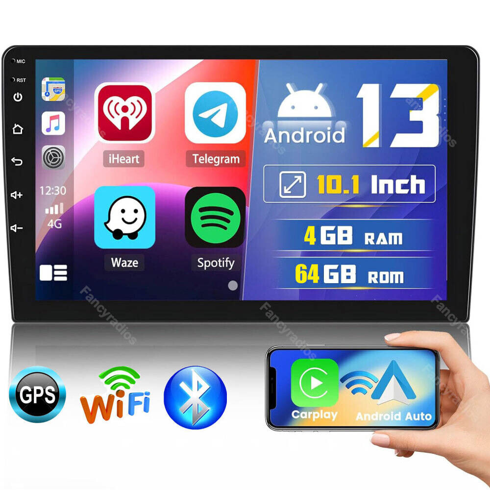 4+64GB 10.1″ 2DIN Android 13 Car Stereo Carplay GPS Navi WiFi Touch Screen Radio