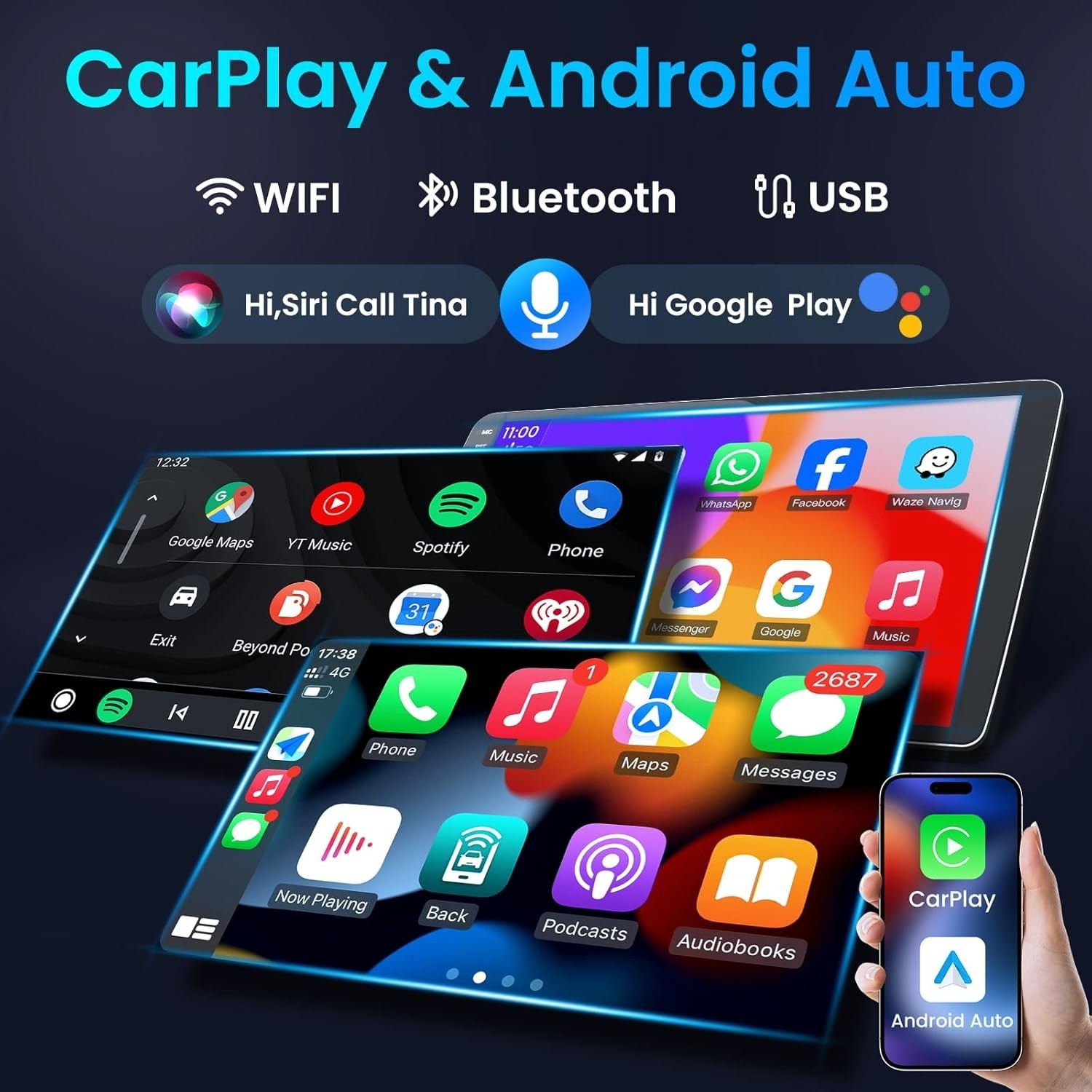 For 2006-2012 Toyota Old Radio Carplay FM RDS IPS Touchscreen Head Unit EQ Cam