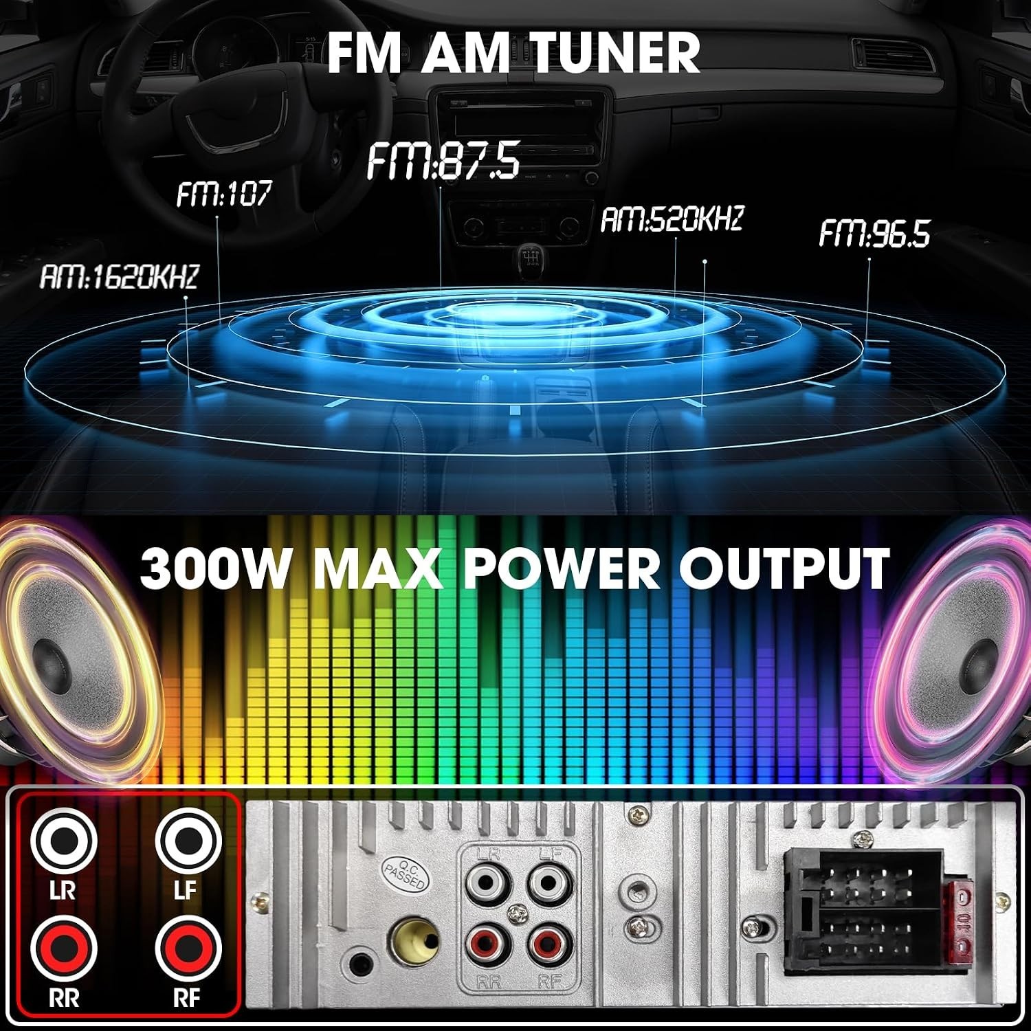 Single Din Car Stereo Bluetooth: 1-Din Car Radio Receiver – in Dash Digital M…