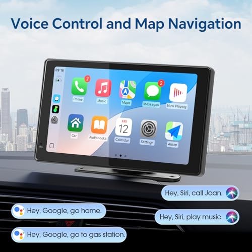 7″ HD Touch Screen Car Stereo, Portable Wireless CarPlay and Android Auto,
