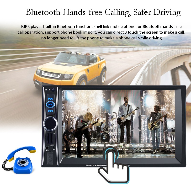 8G Map Card FM Radio 6.6″ Car Stereo HD Touchscreen 2DIN MP5 GPS Bluetooth