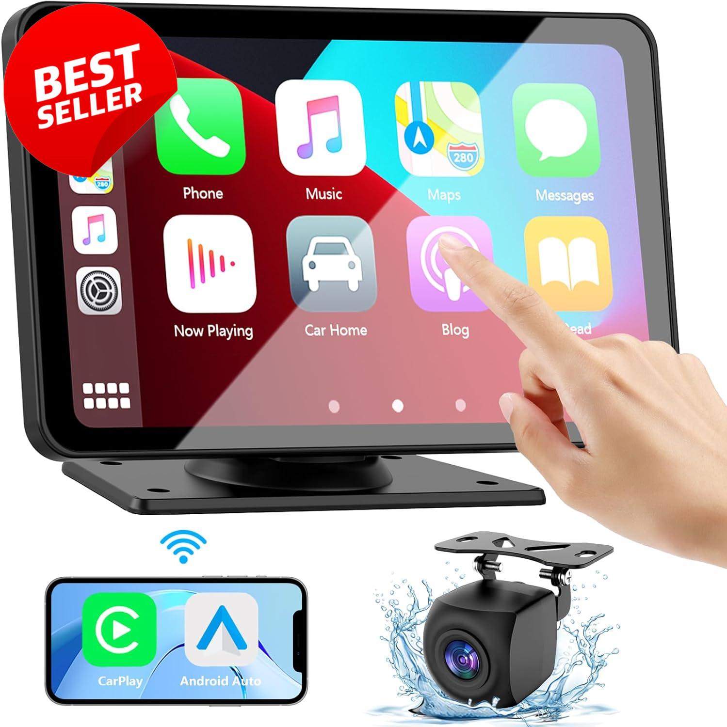 7″ Wireless CarPlay Screen Android Auto Touch Display GPS Backup Camera – US