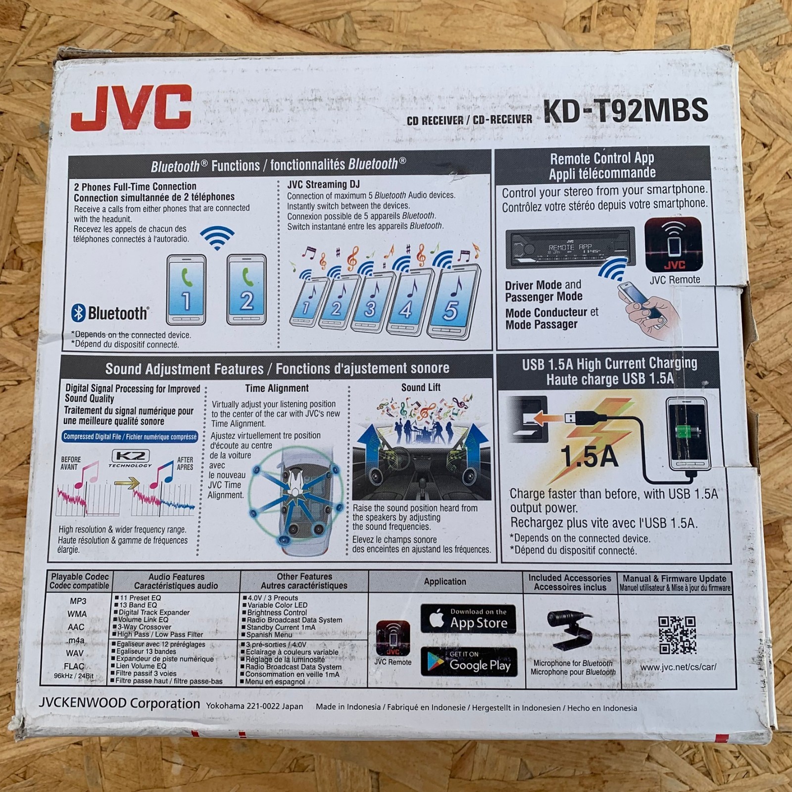 NEW JVC KD-T92MBS Single DIN Marine USB AUX Stereo Bluetooth SiriusXM CD Receive