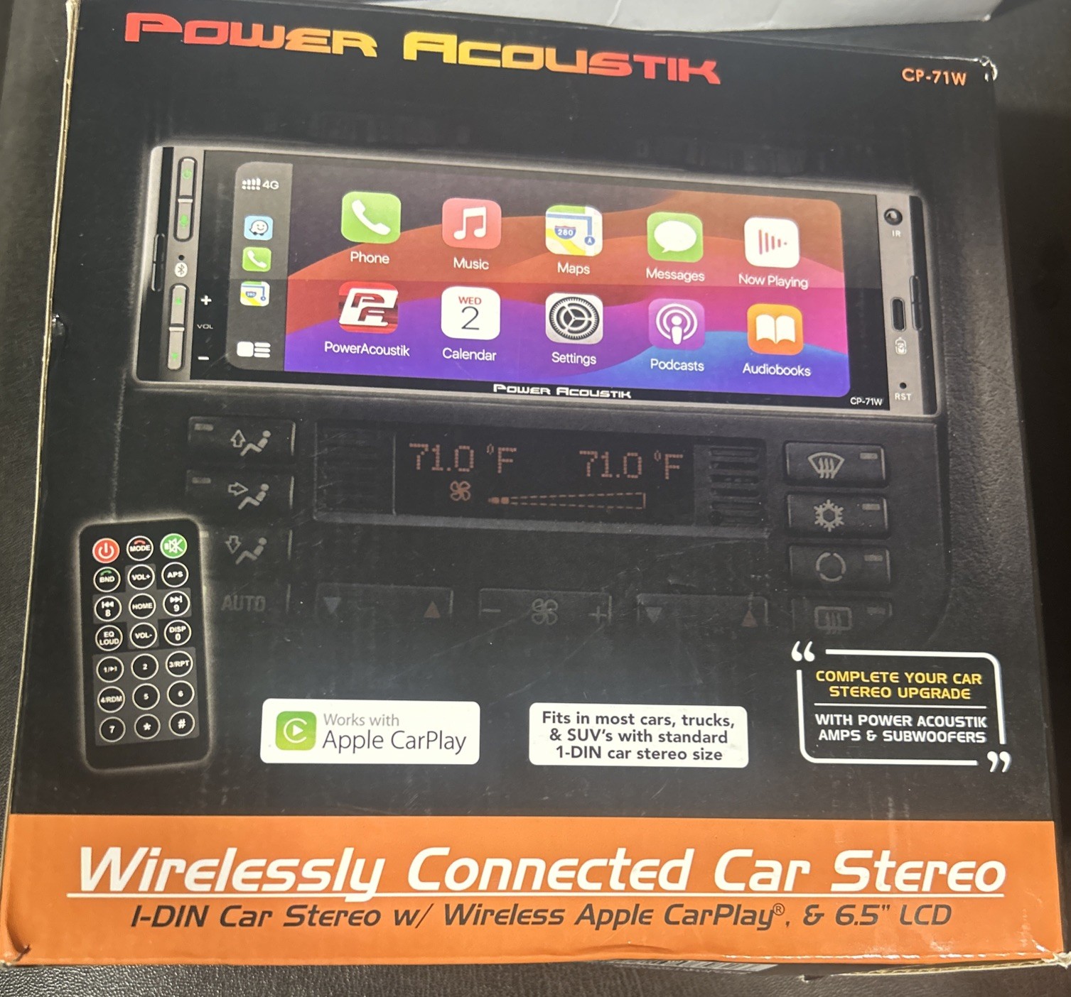 Power Acoustik CP-71W AUPDATED 1-DIN Stereo Apple CarPlay & Android Auto NEW