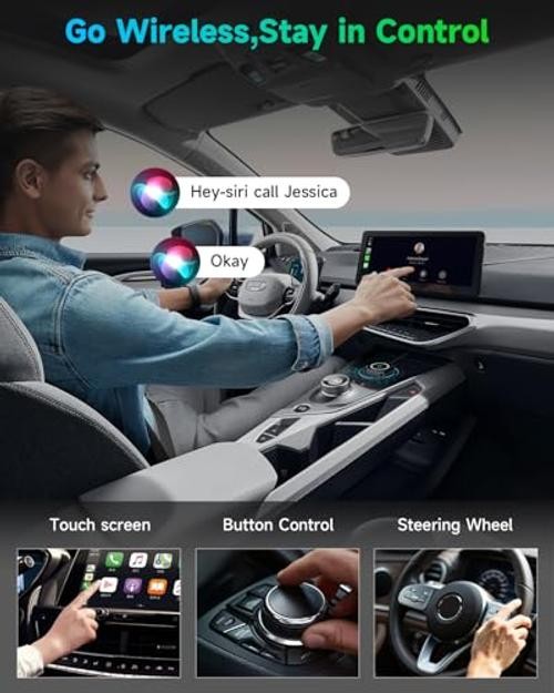 Wireless CarPlay and Android Auto Adapter, USB-A/C, 2-in-1 Compact Auto Black