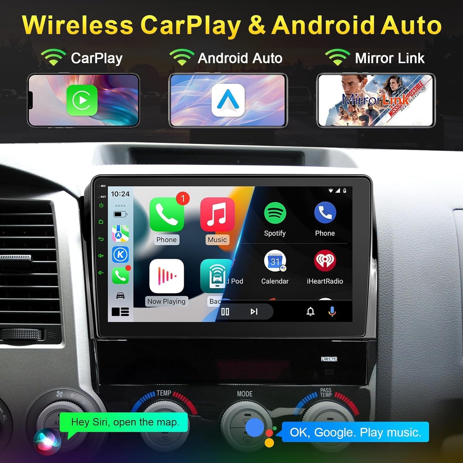 Car Radio for Toyota Tundra 2007-2013 Sequoia 2008-2012 with Wireless CarPlay…