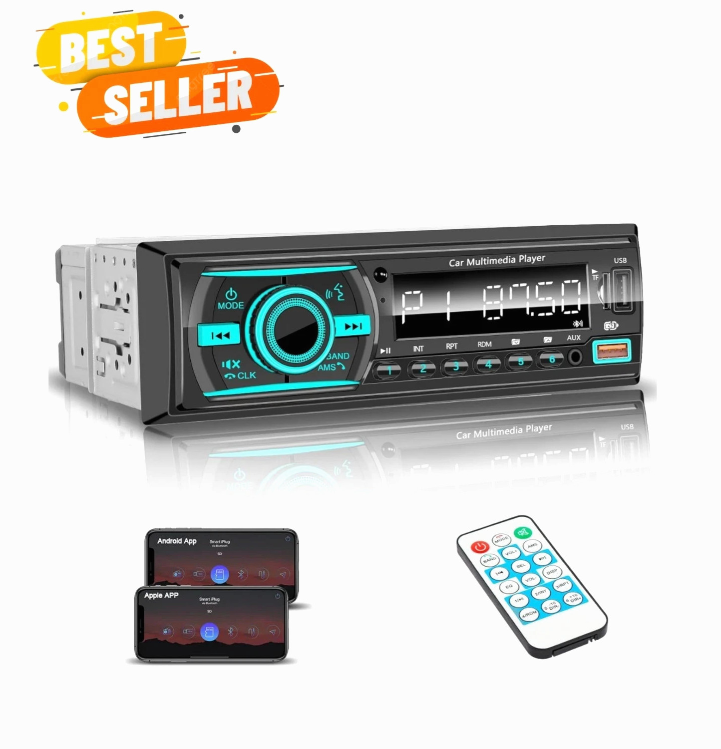 Single Din Radio Car Stereo Bluetooth,Radio Head Unit with FM/Dual USB/AUX/TF…
