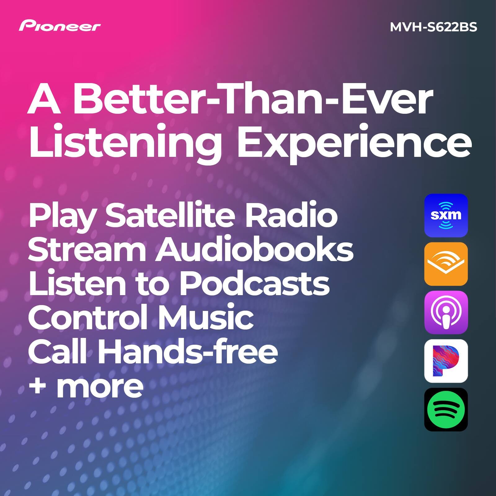 Pioneer – In-dash Bluetooth Audio Digital Media (ADM) Receiver – Black