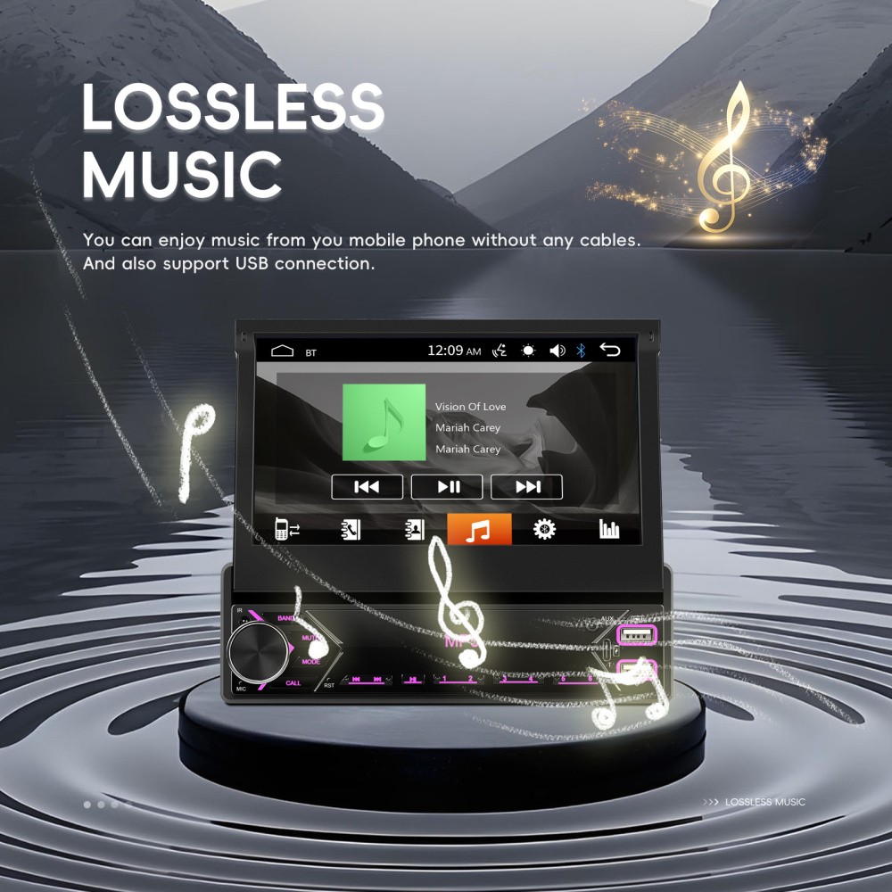 7″ Car Stereo Radio Single 1 Din Flip Out Touch Screen MP5 Player USB Bluetooth