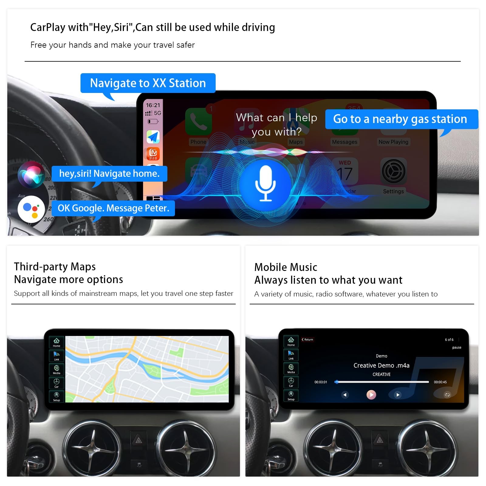 12.3″ Car Stereo for Mercedes Benz GLK X204 2008-2012 Carplay Android Auto