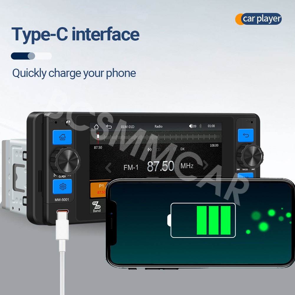 Car Stereo Radio Player HD Touch Screen Bluetooth Mirror Link Colorful Lighting
