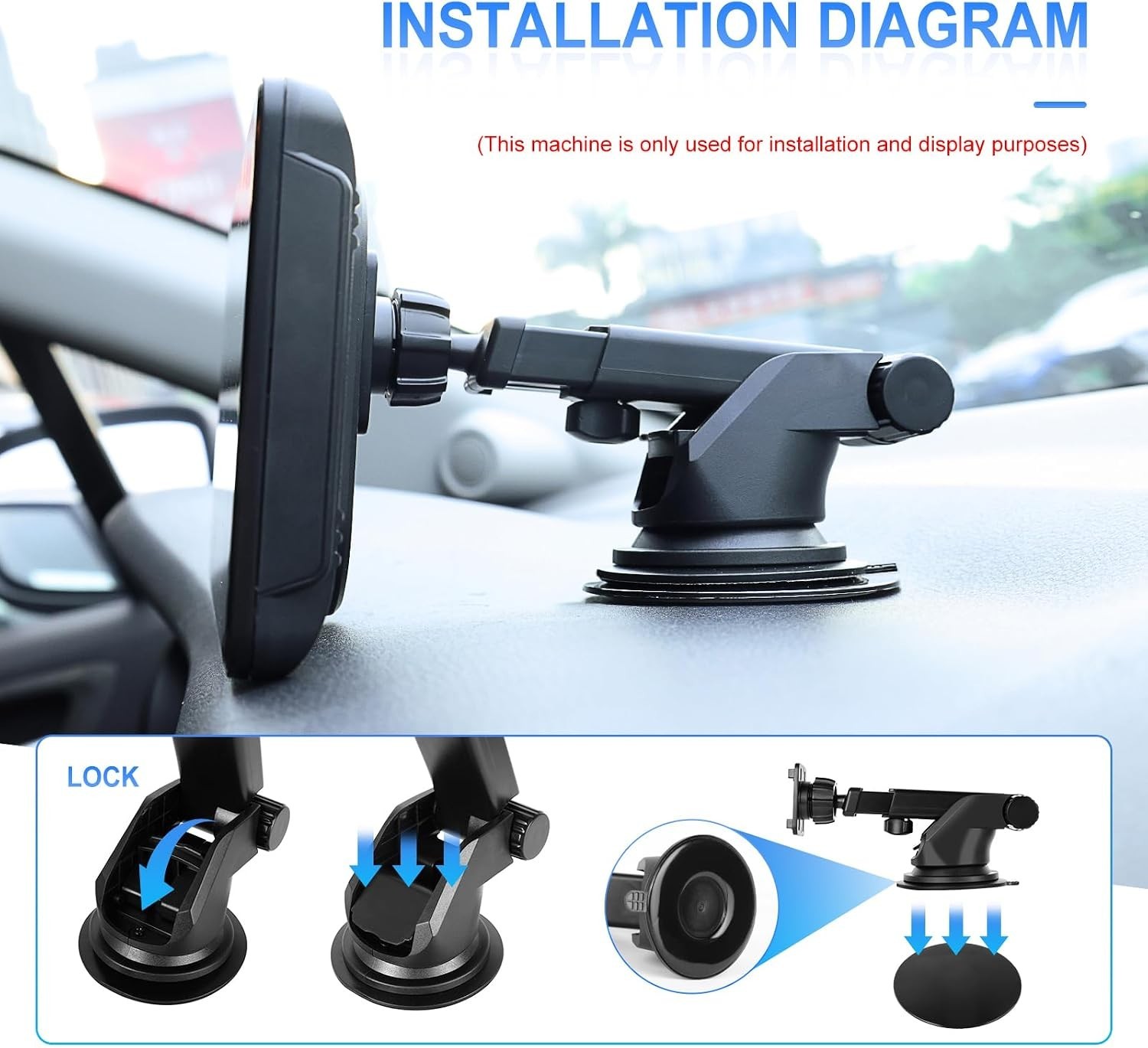 Car suction cup mount bracket for 6.8 to 10.26 inch portable carplay Android …