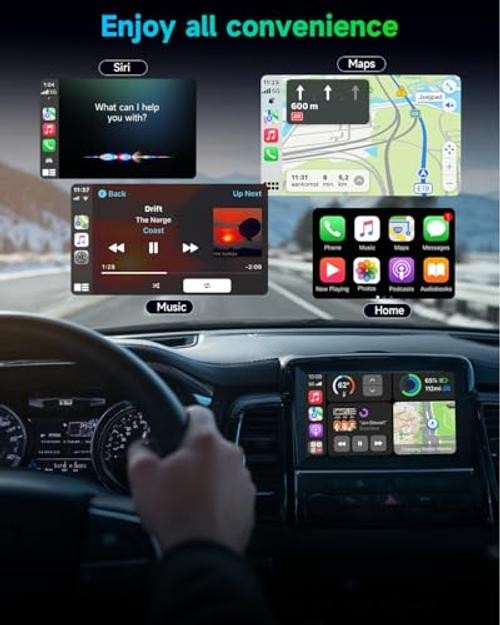 Wireless CarPlay and Android Auto Adapter, USB-A/C, 2-in-1 Compact Auto Black
