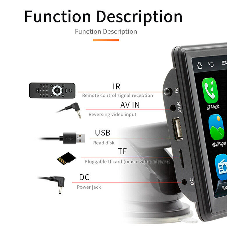 7″ Portable Car Stereo Apple Carplay Android Auto Touch Screen Radio Multimedia