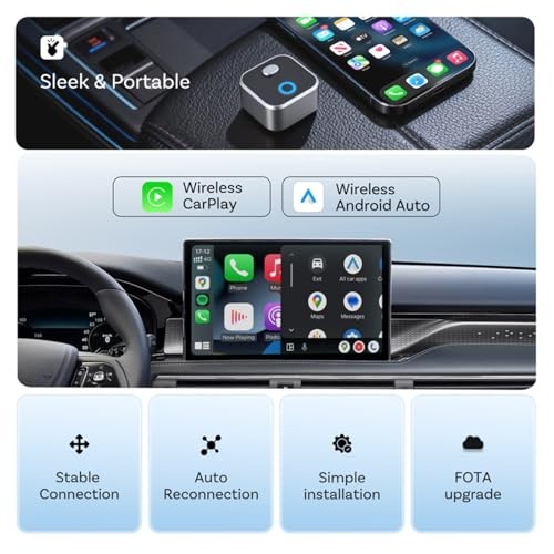Wireless CarPlay & Android Auto Adapter Dongle, WiFi 6 Bluetooth 5.4 for Low