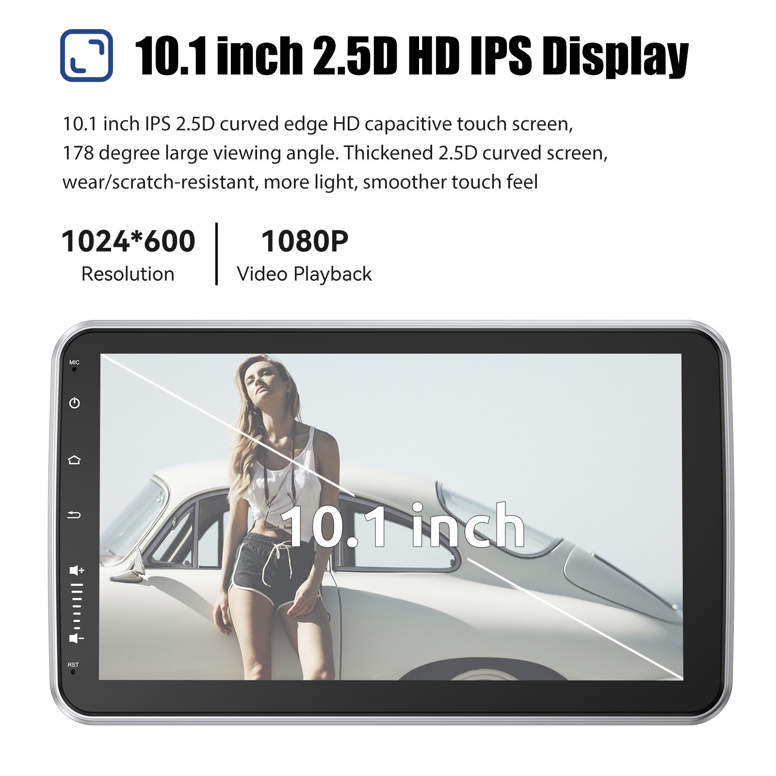10.1 inch Touch Screen 1 DIN Android 13 Rotatable Car Stereo Radio GPS Navi Wifi