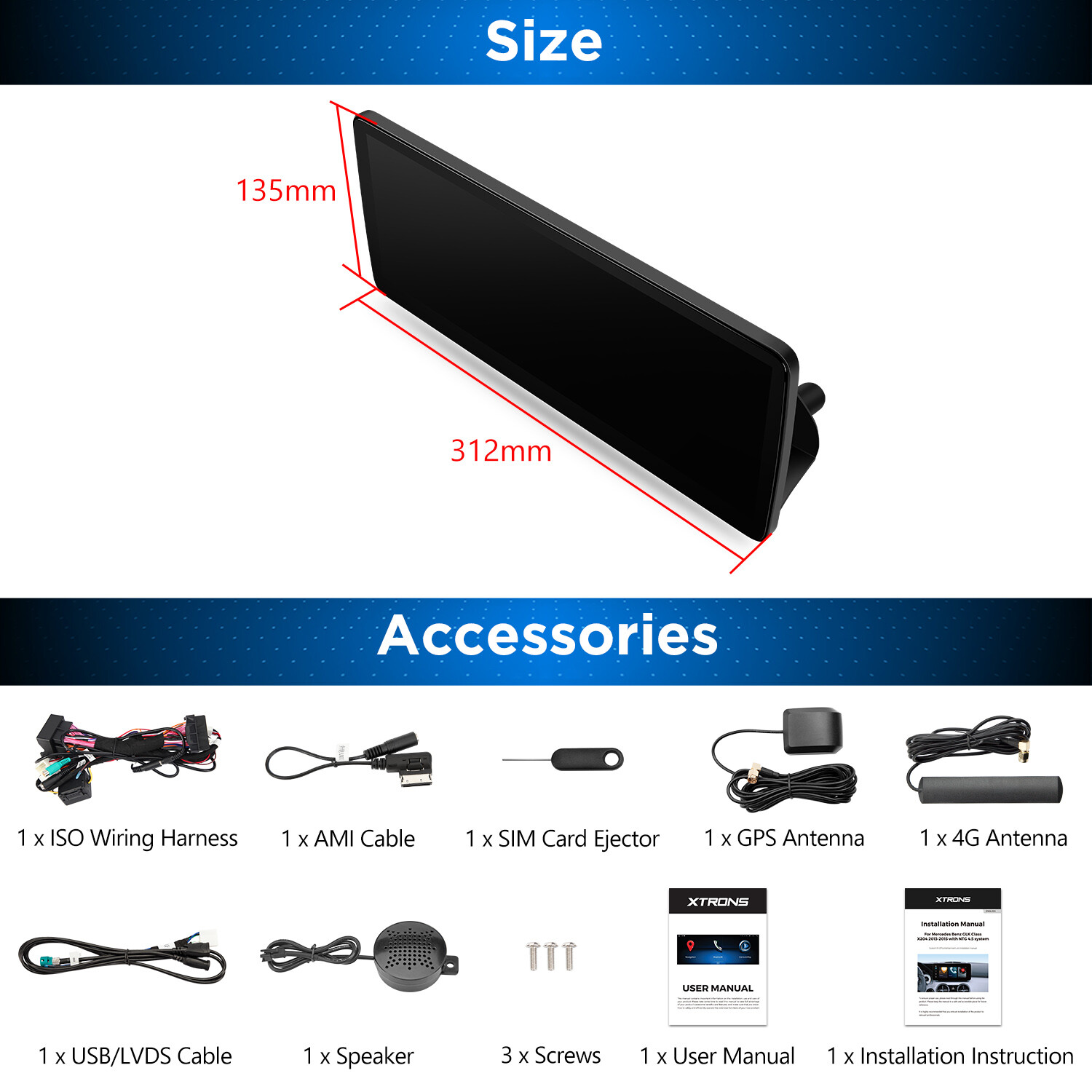Android 13 Octa-Core 4+64GB Car Play Stereo GPS For Mercedes-Benz X204 2013-2015