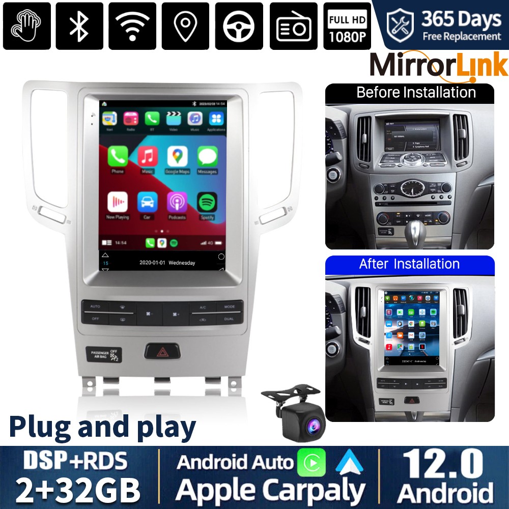 Car Radio for Infiniti G37 G35 G25 Wireless Carplay Android Auto 5G WiFi DSP