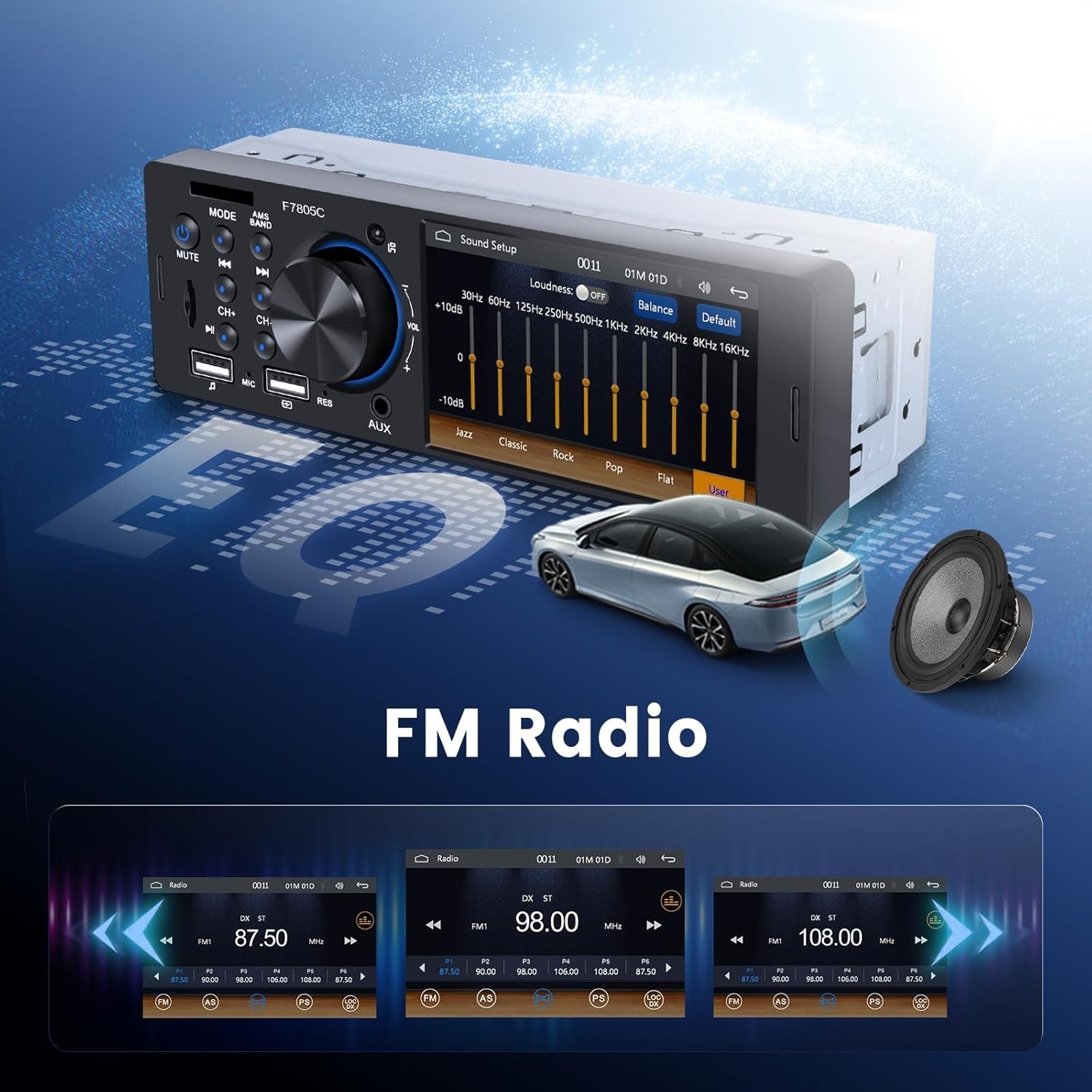 Single Din Car Stereo with CarPlay Android Auto, Touch Screen Car Audio Recei…